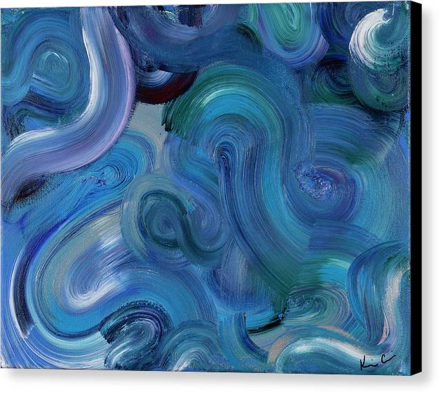 Blue Sea is an emotional artwork, a Heartwork, by Kristen Avolio with thick swirling brushstrokes of blue and white.