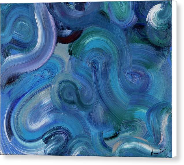 Blue Sea is an emotional artwork, a Heartwork, by Kristen Avolio with thick swirling brushstrokes of blue and white.