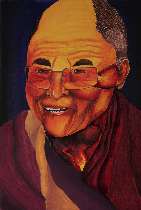 Dalai Lama is an emotional artwork, a Heartwork, by Kristen Avolio portraying a smiling Dalai Lama.