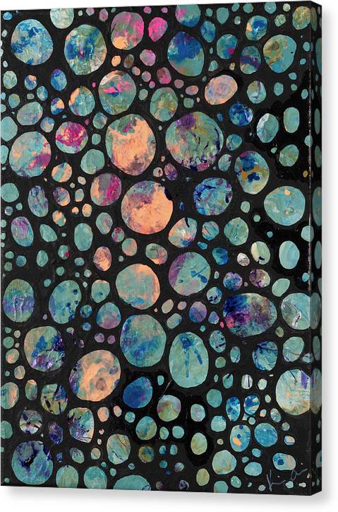 Dancing Orb-ganics is an emotional artwork, a Heartwork, by Kristen Avolio of colorful circular pores in an organic surface.