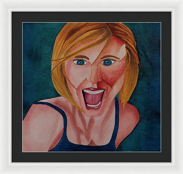 Excited Woman - Framed Print