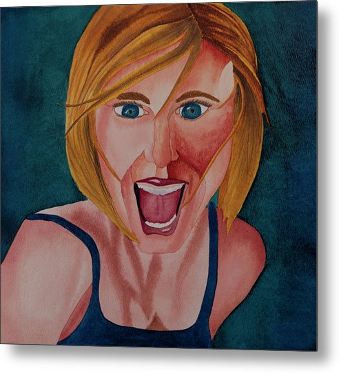 Excited Woman - Metal Print