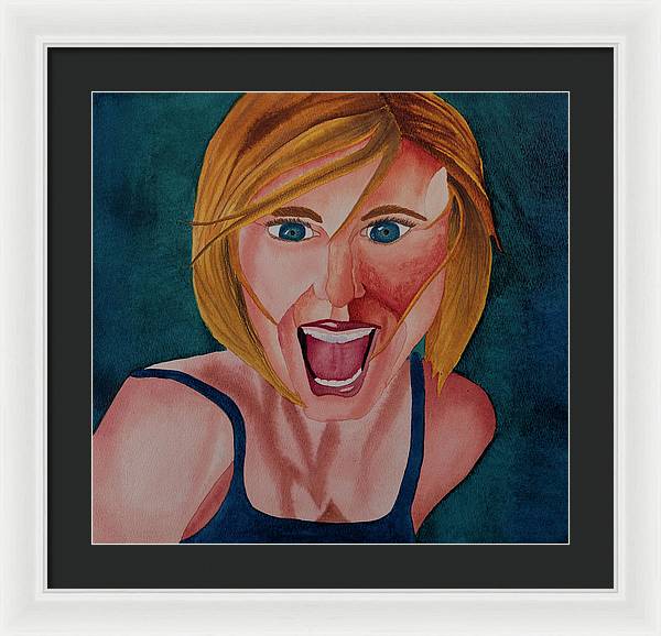 Excited Woman - Framed Print