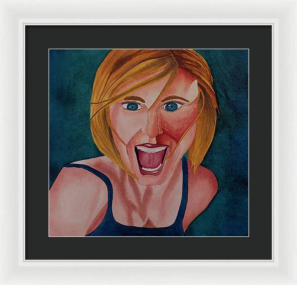 Excited Woman - Framed Print