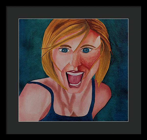 Excited Woman - Framed Print