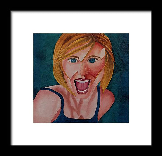 Excited Woman - Framed Print