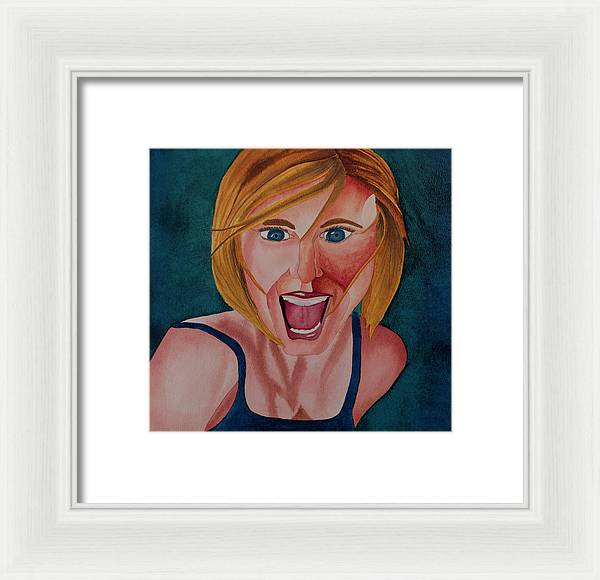 Excited Woman - Framed Print