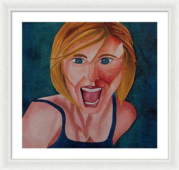 Excited Woman - Framed Print