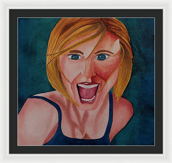 Excited Woman - Framed Print