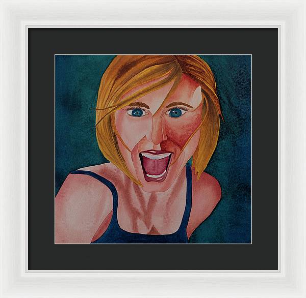 Excited Woman - Framed Print