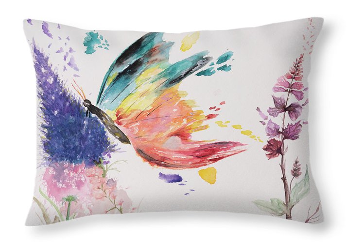 Rainbow Butterfly - Throw Pillow