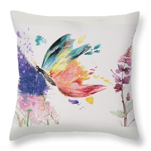 Rainbow Butterfly - Throw Pillow