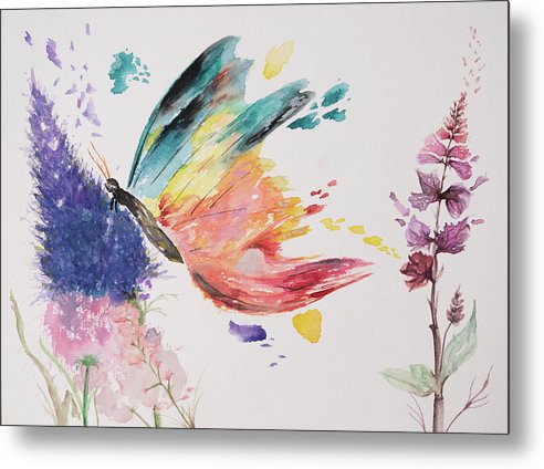 Rainbow Butterfly - Metal Print