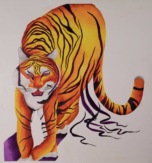 Tiger is an emotional artwork, a Heartwork, by Kristen Avolio depicting an orange tiger with melting stripes.