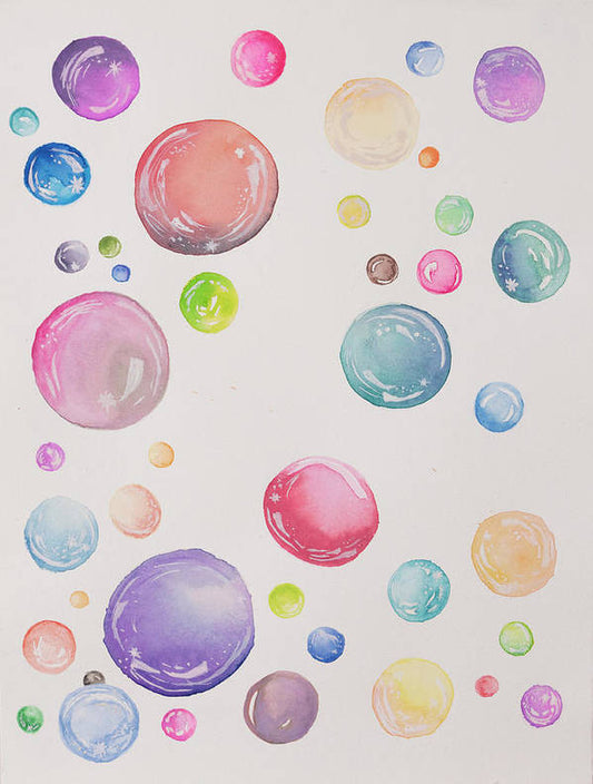 Tiny And Big Bubbles is an emotional artwork, a Heartwork, by Kristen Avolio of multicolored bubbles.