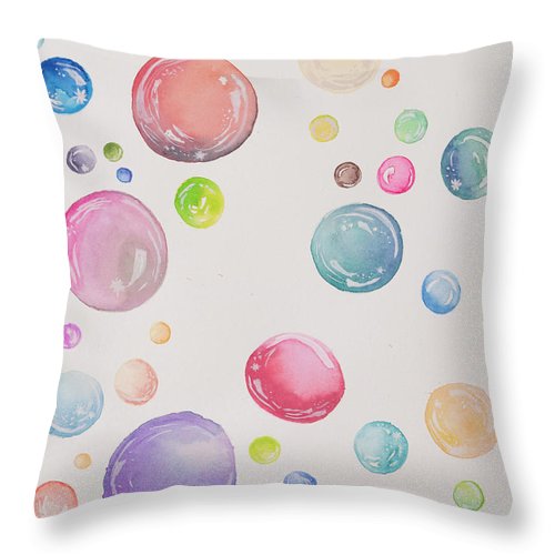 Tiny and Big Bubbles - Throw Pillow