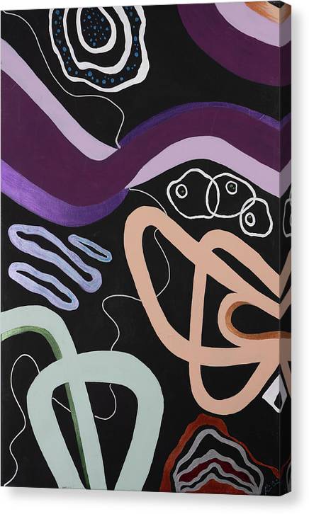 Tipsy Turvey is an emotional artwork, a Heartwork, by Kristen Avolio of abstraves waves and swirls on a black background.